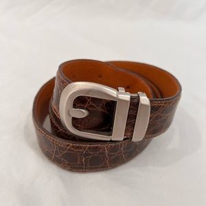 POINT CARRE By Berverly Hills Brown Alligator Belt Made Italy Marked as 42